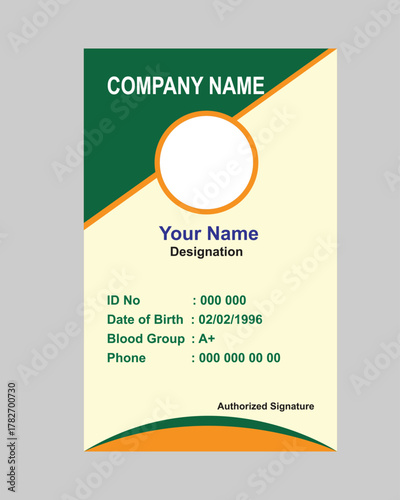 Employee staff official id card design template vector