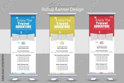 Enjoy the travel advertising explore the world. modern travel banner design template for your business. 