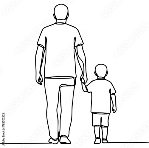 father and son line art vector