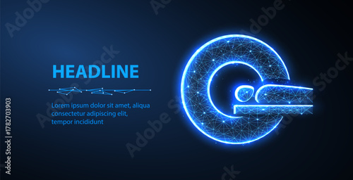 MRI icon. Head CT, Brain imaging, Diagnostic radiology, Medical scanner, Digital care, Magnetic resonance, MRI scan, Computer tomography, Cancer test, Hospital equipment, Lab technology concept

