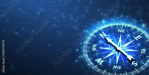 Digital compass. Business strategic explorer, Vision crisis, Mission path, Agency creative, Digital strategy, Market decision, Achievement strategy, Financial stock, Company vision concepts

