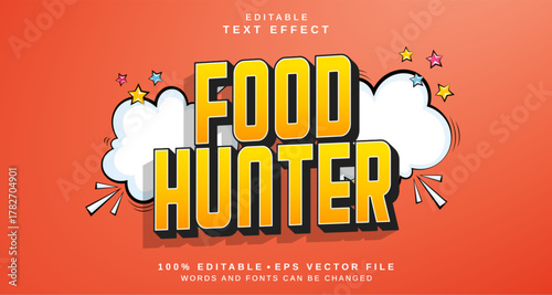 Editable text style effect - Food Hunter text style theme.