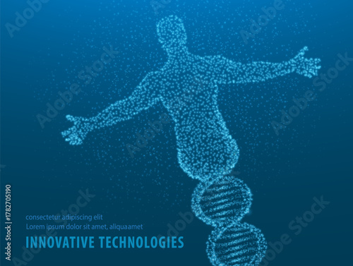 Human DNA. Medical technology, gene evolution, cellular health, nervous system, DNA research, molecular biotechnology, genetic research, biological cloning, scientific biochemistry concept

