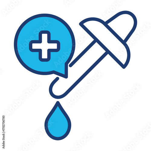 Dosage Icon In Blue Monochrome Flat Design, Vector Illustration 