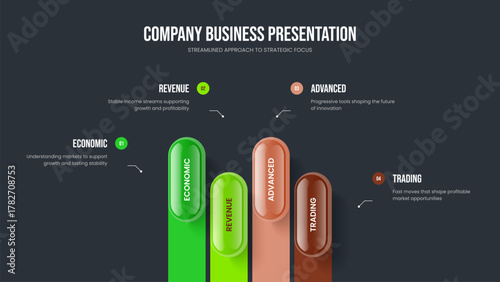 Business Insight 4 Option Diagram Presentation Design. Product Campaign Slide Layout Vector Illustration. Service Forecast Four Element Infographic Frame Template.