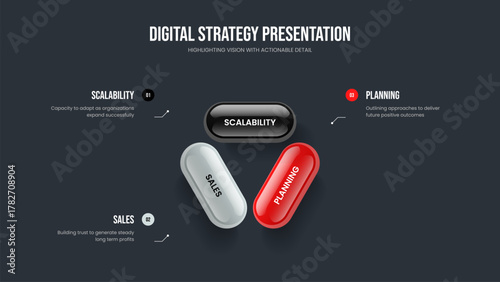 Company Analysis Frame Layout Vector Illustration. Professional Plan Three Step Diagram Slideshow Template. Product Introduction 3 Option Infographic Presentation Design.
