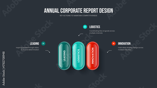 Marketing Insight 3 Option Infographic Slide Layout. Modern Forecast Three Step Diagram Frame Design. Creative Growth Slideshow Template Vector Illustration.