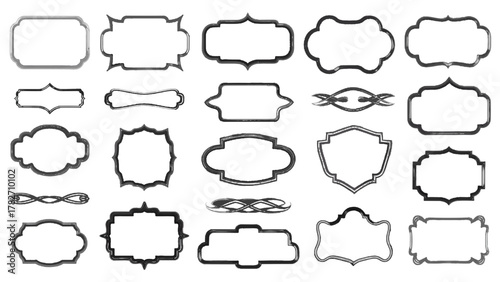 Vector illustration of collection of decorative ornamental frames and borders on a white background