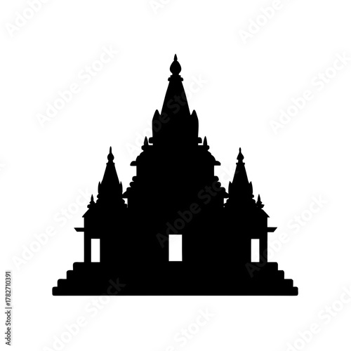 Serene Hindu Temple Silhouette Sacred Worship Place Religious Building Icon Design