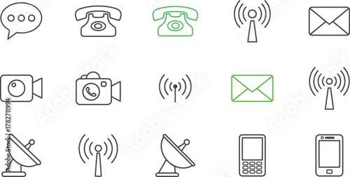Communication and Technology Icon Set Vector Design for Modern Connectivity