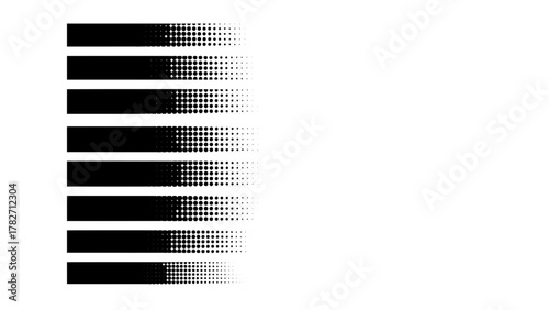 Vector illustration of abstract black horizontal stripes fading into pixelated texture on a white background