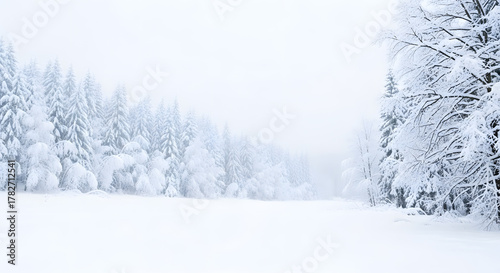Wallpaper Mural Snow-covered forest landscape with no footprints, white diffuse sky, no human presence.  Torontodigital.ca