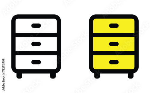Organized living starts here minimalist dresser icon set for home decor, interior design, and stylish storage solutions in vibrant colors
