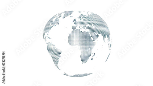Vector illustration of digital globe made of binary code and geometric pattern on a white background