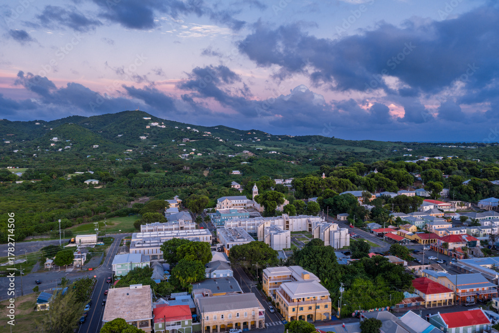 Naklejka premium The town of Frederiksted St Croix before night fall