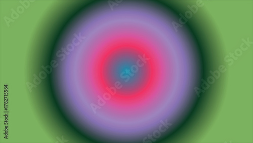 Concentric gradient circles transition from green to teal, pink, and purple smoothly towards the center