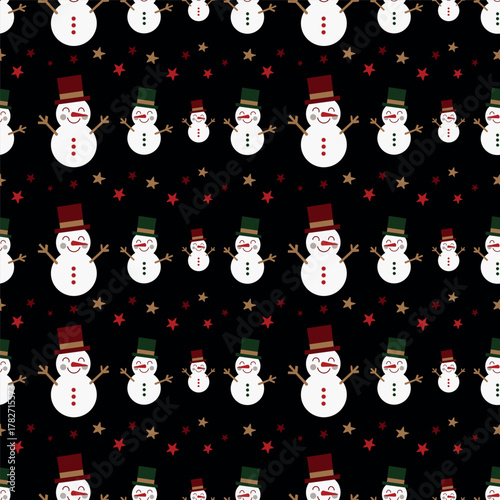 Hand-drawn holiday seamless vector pattern. Cute Christmas elements. On a green background. Wrapping paper design.