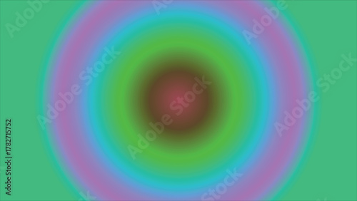 Concentric gradient blend showcases brown, green, blue, and pink hues against a green backdrop