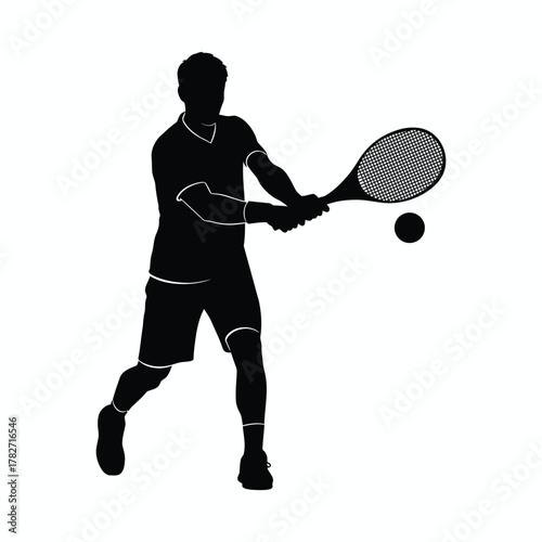 Tennis Player Vector Silhouette Illustration Set  
