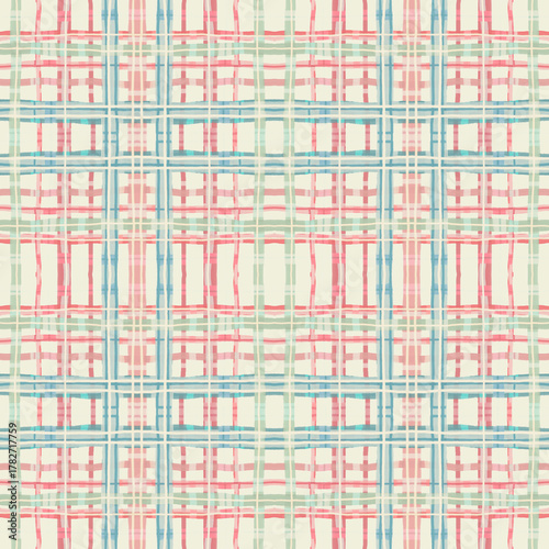 Pastel Watercolor Plaid Seamless Pattern in Soft Colors