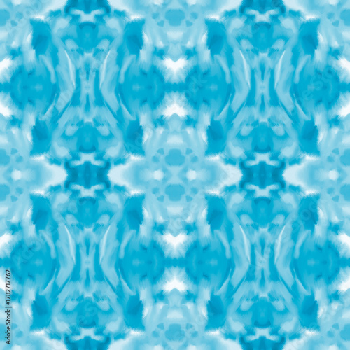 Blue Abstract Seamless Watercolor Pattern with Soft Texture