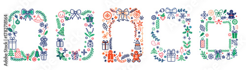 Collection of Sketchy Christmas Ornaments Borders & Frames