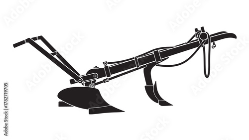 Vintage farm plow ready for spring planting season, a symbol of agricultural heritage and rural life, evoking simpler times and sustainable farming practices