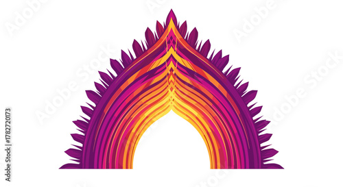 Vibrant abstract archway with flowing lines in warm sunset colors, creating a dynamic and energetic gateway effect for modern designs.
