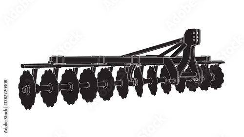 Powerful farming equipment illustration ready to till fields and prepare soil for planting, offering efficiency and precision for modern agriculture, perfect for commercial use