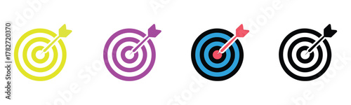 Target with arrow in bullseye Vector