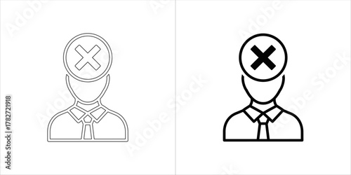 Silhouette of a person with a cross symbol inside a circle above their head