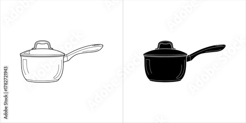 Saucepan with handle and lid