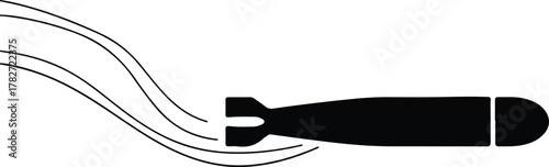 Illustrator Flying torpedo military weapon black simple Silhouette vector