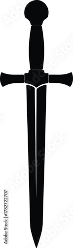 Illustrator Medieval knight sword ancient weapon design Silhouette vector
