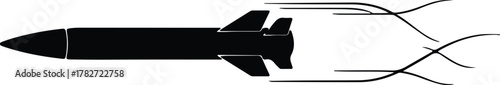Illustrator missile launching with smoke trail simple black Silhouette vector