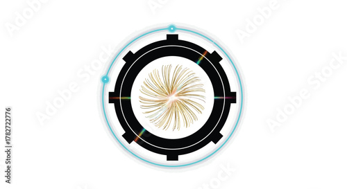 Abstract circular design featuring a central burst and concentric rings