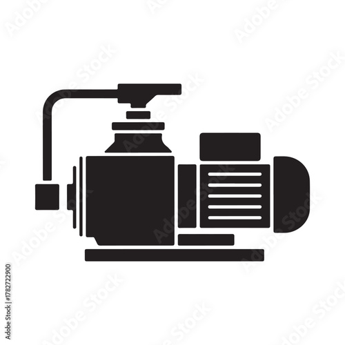 Black silhouette icon of a water pump with motor