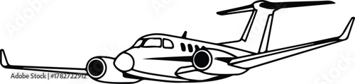 Illustrator Private jet airplane flying side view minimalist Silhouette vector