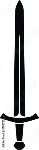 Illustrator simple medieval knight sword in black and white Silhouette vector