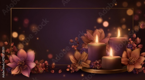 Elegant Candle Arrangement With Flowers and Warm Lighting for a Cozy Atmosphere