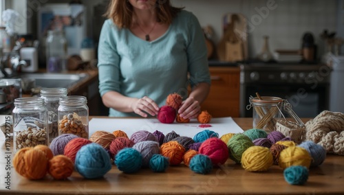 Crafting Colorful Felt Designs at Home in a Cozy Kitchen Workspace