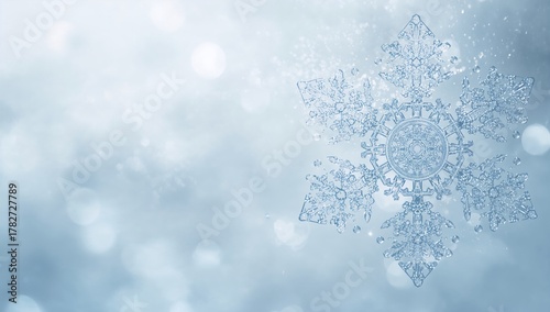 Delicate Snowflakes Create a Serene Winter Scene With Soft Light in the Backg...