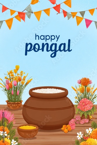 Celebration of Pongal With Festive Decorations and Traditional Items on Display