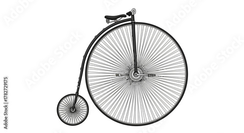 Vintage Penny Farthing Bicycle Illustration.