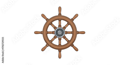 Vintage Wooden Ship Steering Wheel.