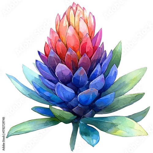 Pachystachys Flower, watercolor clipart vector, isolated on a white background.