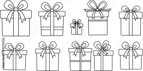 gift, box, present, wrapped, bow, ribbon, package, celebration, holiday, birthday, festive, icon, illustration, vector, design, cartoon, symbol, decor, surprise, party