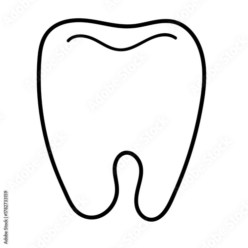 Doodle outline illustration of a tooth on a white background. Suitable for use in dentistry logos, clinic signage, medical presentations, educational materials, dental care brochures, websites, mobile