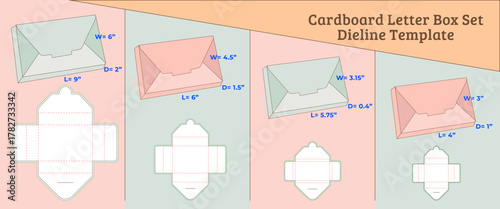 Cardboard Letter Box Set Dieline Template