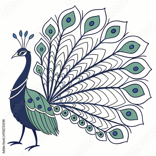 Elegant peacock with intricate feather details